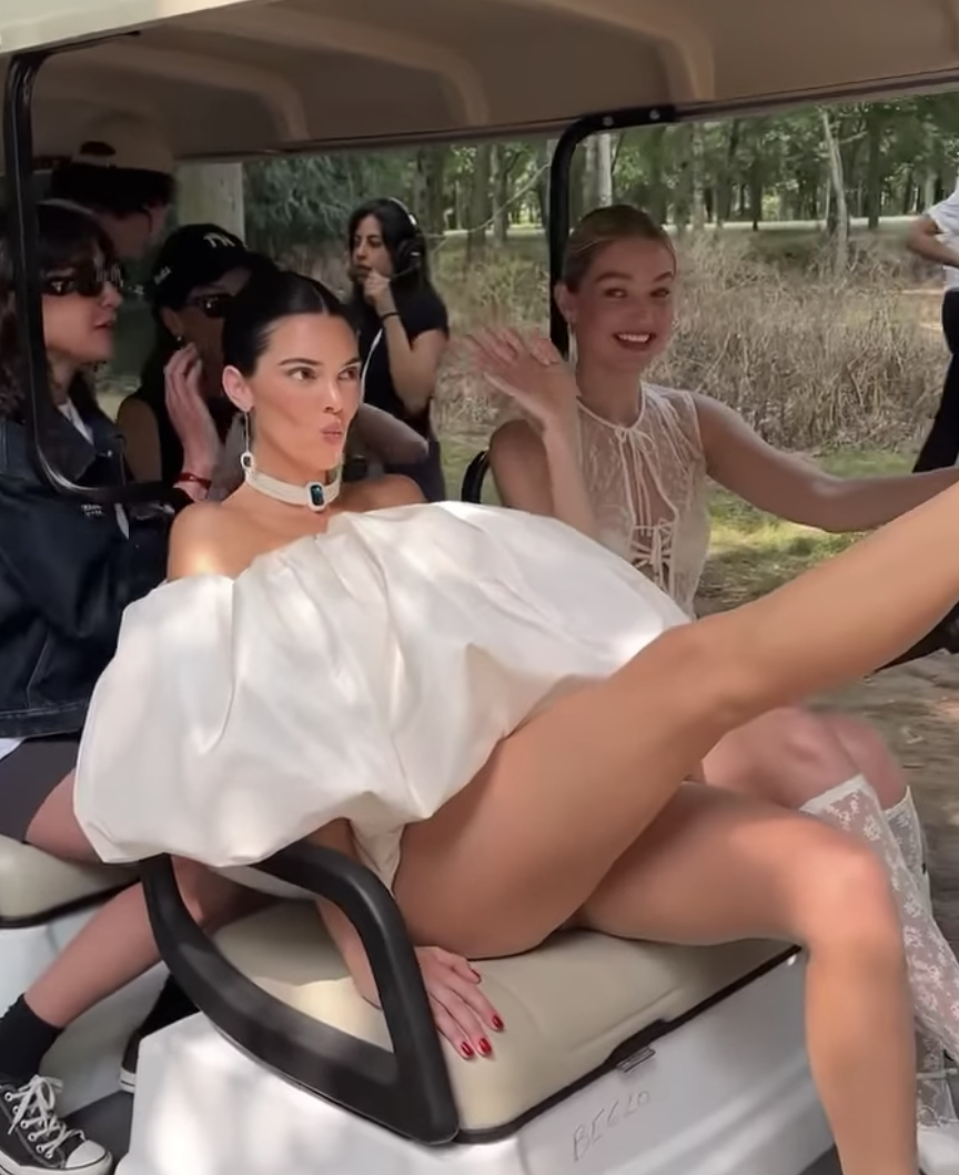 Kendall Jenner and Gigi Hadid Use Golf Buggy for French Fashion Show